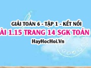 Bài 1.15 SGK Toán 6 tập 1 Kết nối tri thức